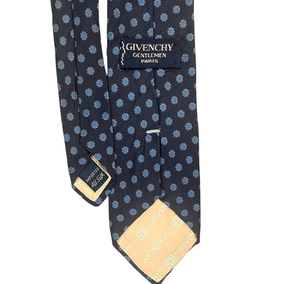 Givenchy Gentlemen Paris‎ 100% silk tie navy Geometric designer - Picture 2 of 8